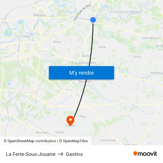 La Ferte-Sous-Jouarre to Gastins map