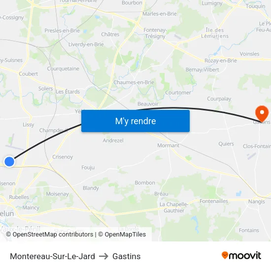 Montereau-Sur-Le-Jard to Gastins map
