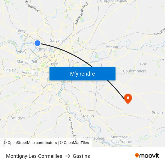Montigny-Les-Cormeilles to Gastins map