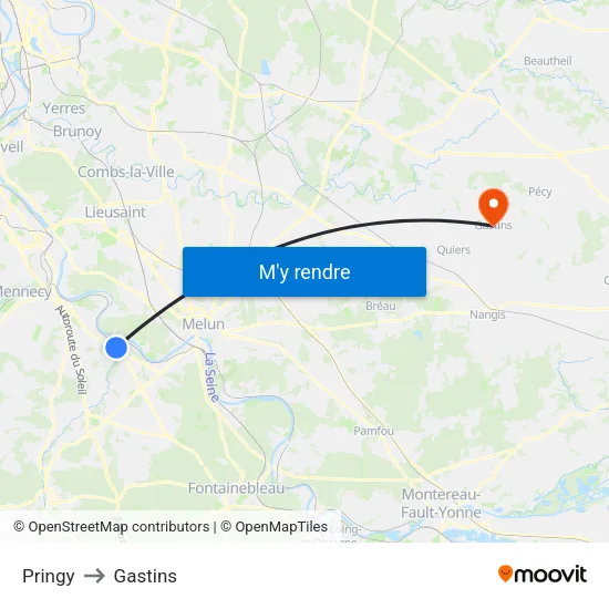 Pringy to Gastins map