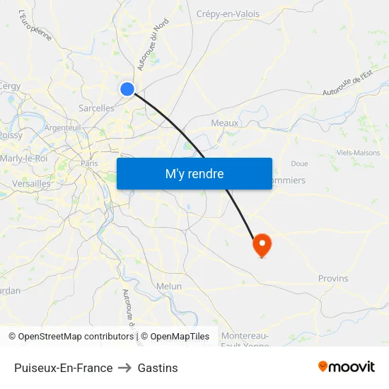 Puiseux-En-France to Gastins map