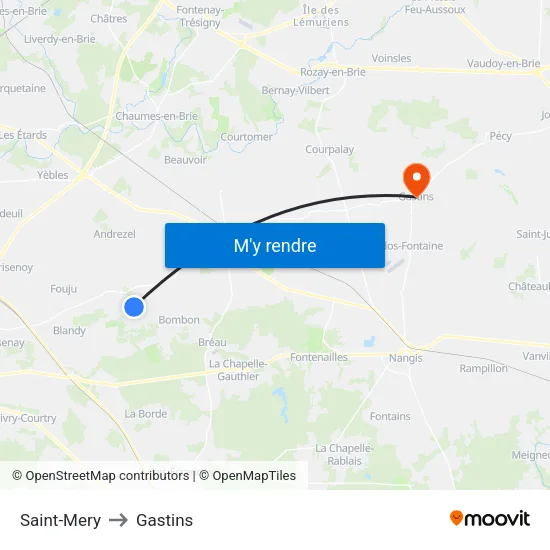 Saint-Mery to Gastins map