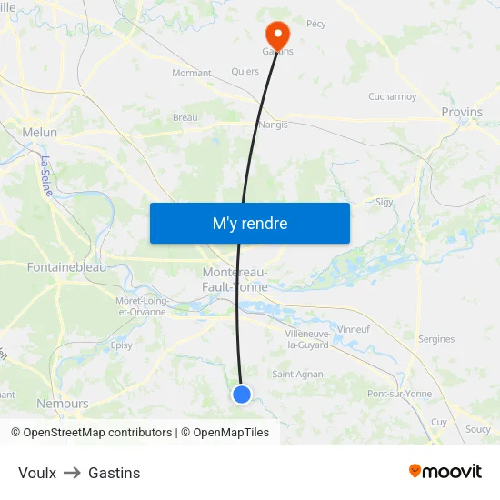 Voulx to Gastins map