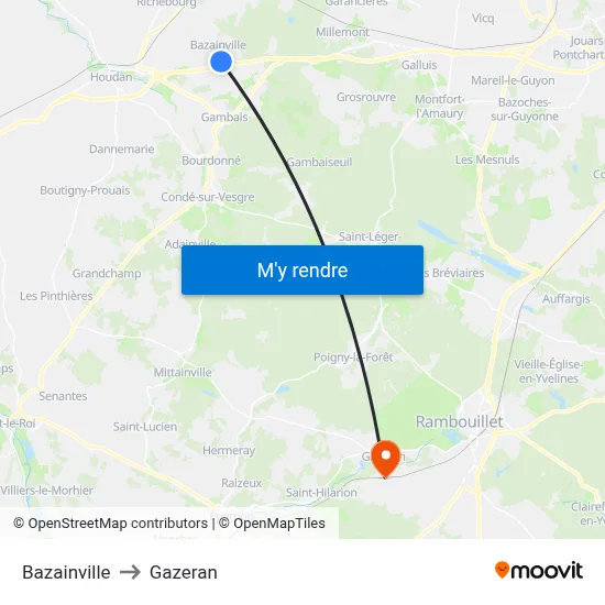 Bazainville to Gazeran map