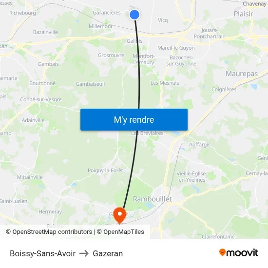 Boissy-Sans-Avoir to Gazeran map