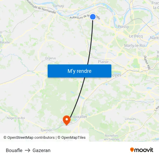 Bouafle to Gazeran map