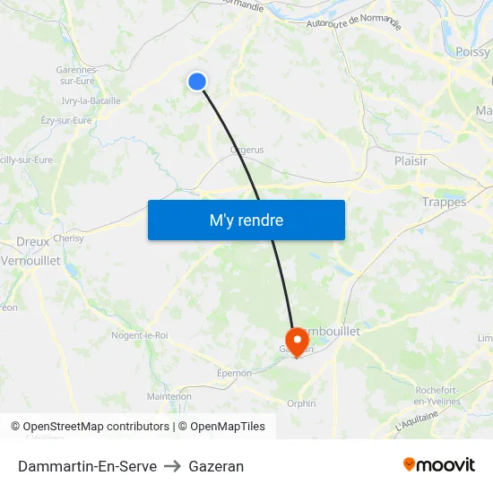 Dammartin-En-Serve to Gazeran map