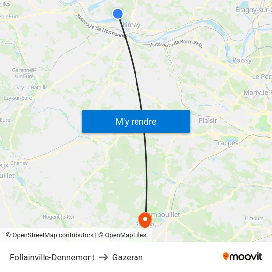 Follainville-Dennemont to Gazeran map