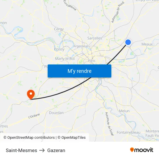 Saint-Mesmes to Gazeran map