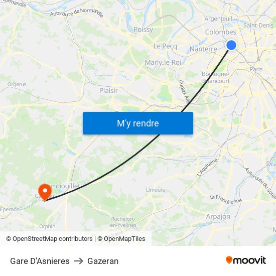 Gare D'Asnieres to Gazeran map