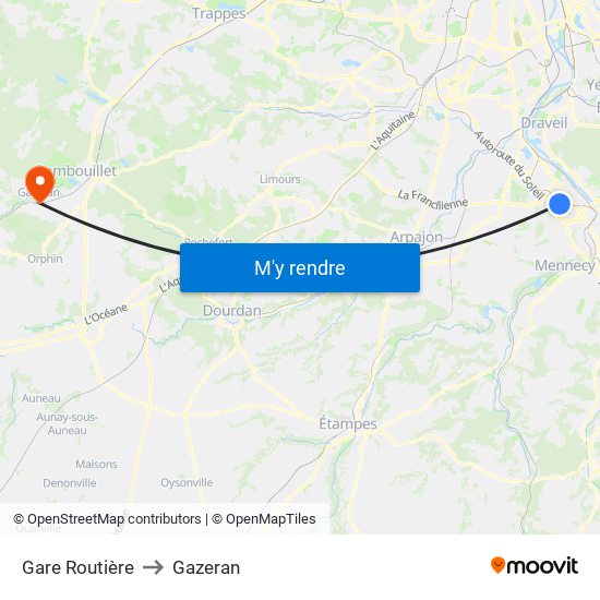 Gare Routière to Gazeran map