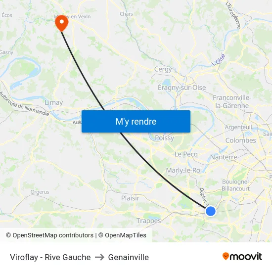 Viroflay - Rive Gauche to Genainville map