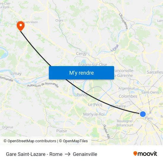Gare Saint-Lazare - Rome to Genainville map