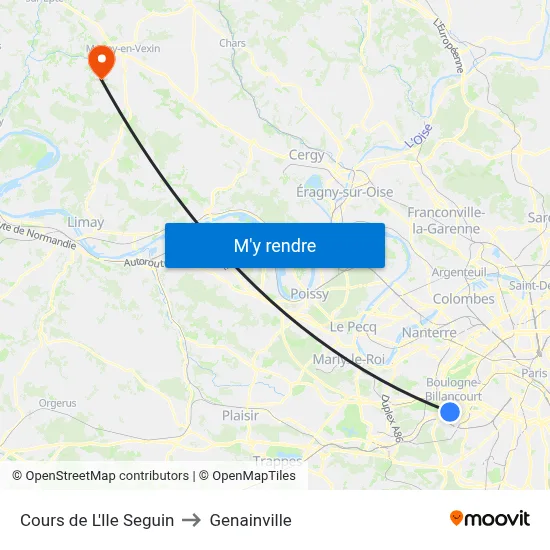 Cours de L'Ile Seguin to Genainville map