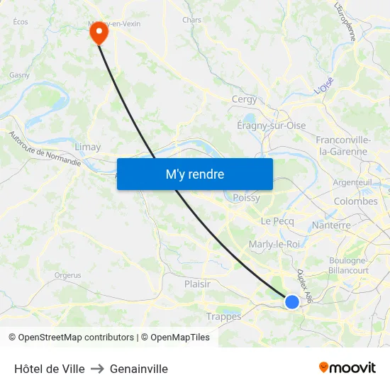 Hôtel de Ville to Genainville map
