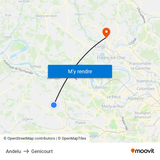Andelu to Genicourt map