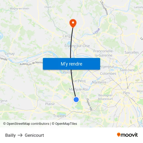 Bailly to Genicourt map