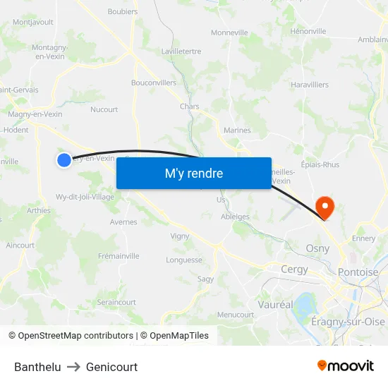 Banthelu to Genicourt map