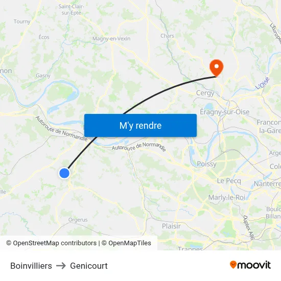 Boinvilliers to Genicourt map