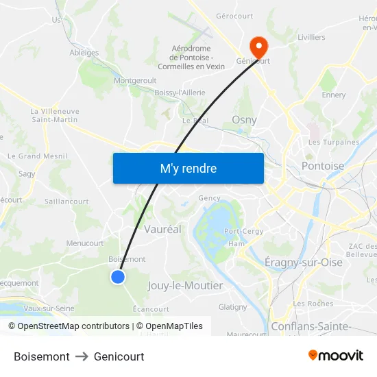 Boisemont to Genicourt map
