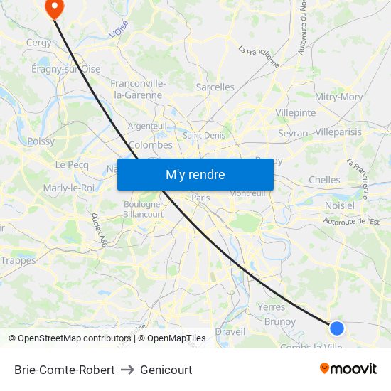 Brie-Comte-Robert to Genicourt map