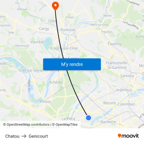 Chatou to Genicourt map
