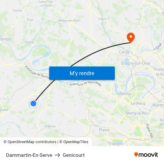 Dammartin-En-Serve to Genicourt map