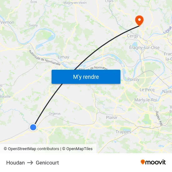 Houdan to Genicourt map