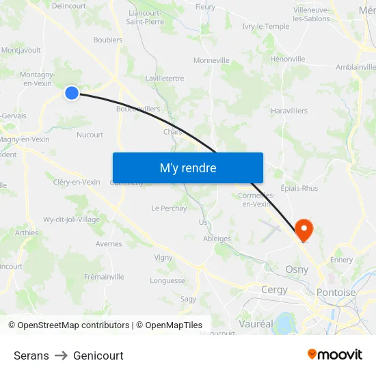 Serans to Genicourt map