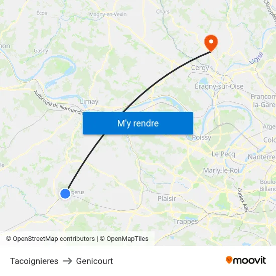 Tacoignieres to Genicourt map