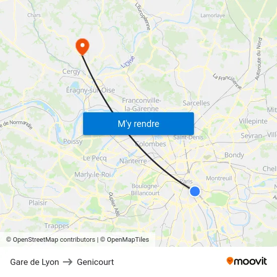 Gare de Lyon to Genicourt map