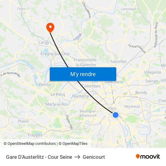 Gare D'Austerlitz - Cour Seine to Genicourt map