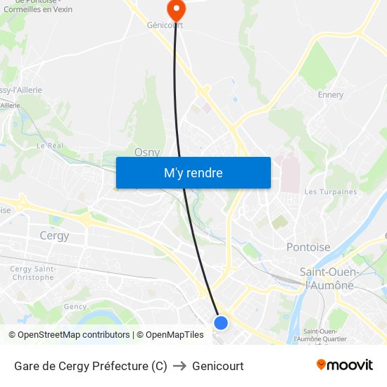 Gare de Cergy Préfecture (C) to Genicourt map