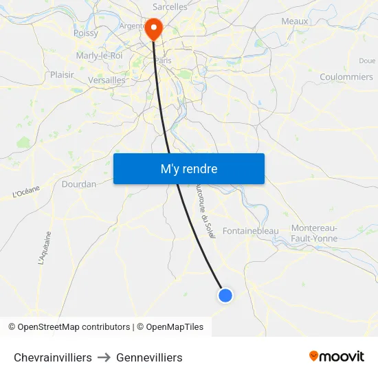 Chevrainvilliers to Gennevilliers map