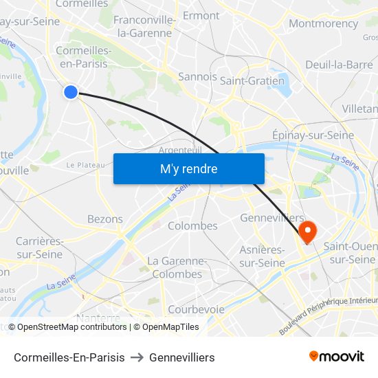 Cormeilles-En-Parisis to Gennevilliers map