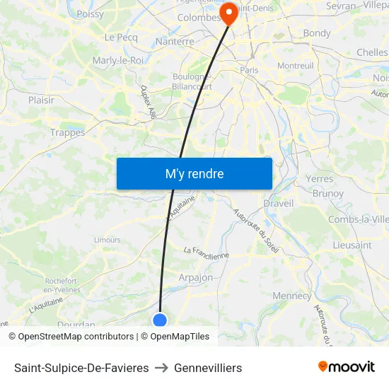 Saint-Sulpice-De-Favieres to Gennevilliers map