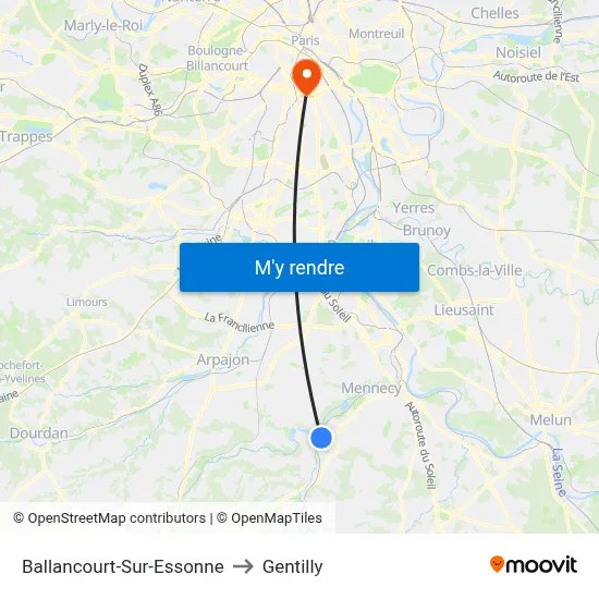 Ballancourt-Sur-Essonne to Gentilly map