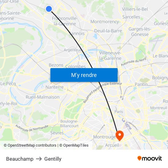 Beauchamp to Gentilly map
