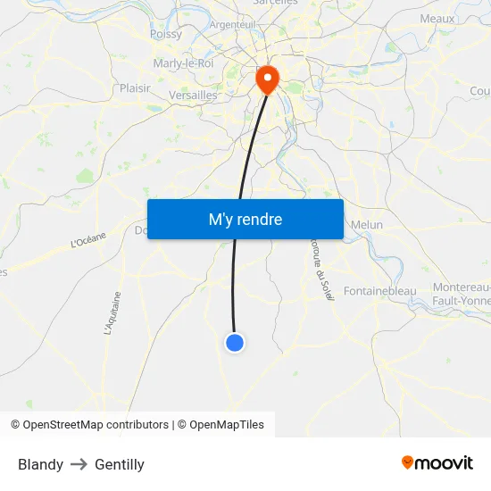 Blandy to Gentilly map
