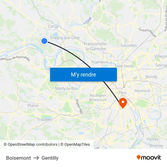 Boisemont to Gentilly map