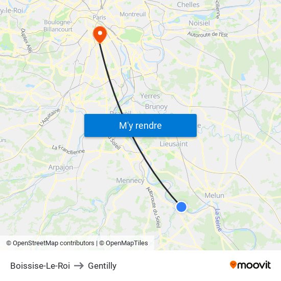 Boissise-Le-Roi to Gentilly map