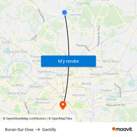 Boran-Sur-Oise to Gentilly map