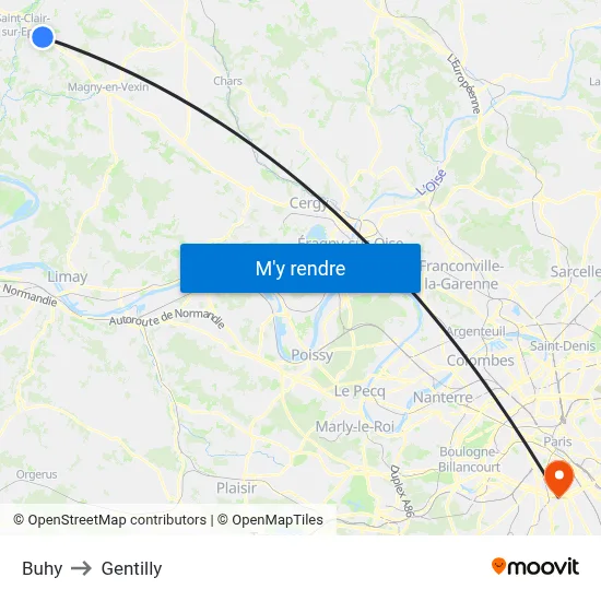 Buhy to Gentilly map