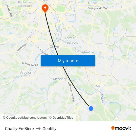 Chailly-En-Biere to Gentilly map