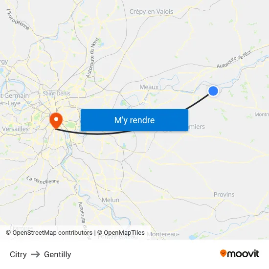 Citry to Gentilly map