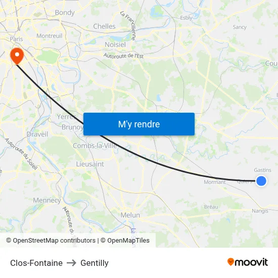 Clos-Fontaine to Gentilly map