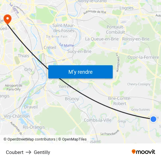 Coubert to Gentilly map