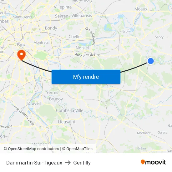 Dammartin-Sur-Tigeaux to Gentilly map