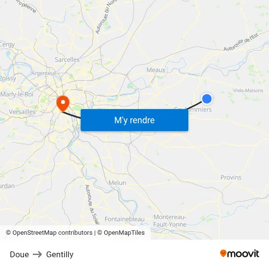 Doue to Gentilly map