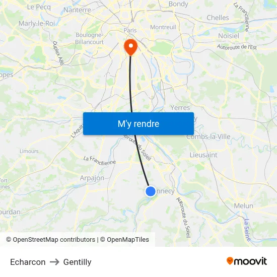 Echarcon to Gentilly map